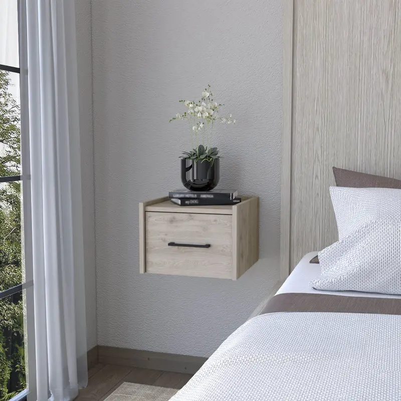 Elfrida Wall-Mounted Nightstand Sleek Single-Drawer Design with Spacious Top Shelf