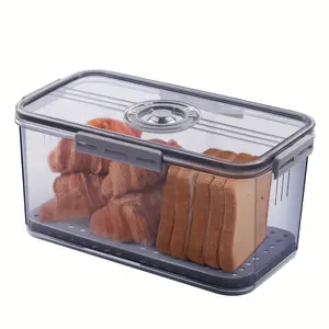 Kitchen Counter Bread Box with Lid Airtight Freshness Tracker for Sourdough Toast Bagels Donuts and Cookies Food Storage Container