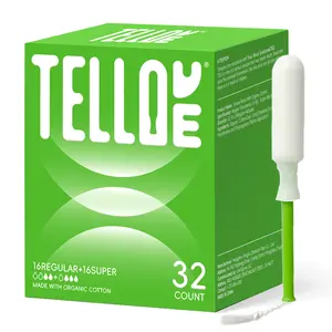 Tellove 100% Organic Tampons - All Size(Super,Regular,Mix), Featuring 360° Comfort-Expand Technology with BPA-Free Applicator, Leak-Proof for 8 Hours, Comfort-Fit for Sensitive Skin