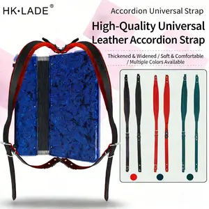 Professional Accordion Back Strap Hk Lade F-116, Adjustable Velour Leather, Universal Fit 16-120 Bass, Stage Performance Studio Recording