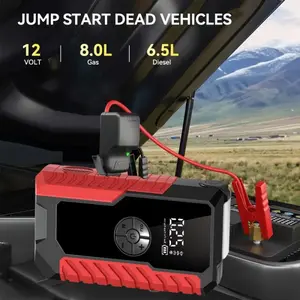 Compact 10000mAh 2-in-1 Portable Car Jump Starter with 150PSI Air Compressor, 12V Battery Booster for Up to 8.0L Gas/6.0L Diesel Engines, LED Emergency Light, USB Charging & Automotive Escape Tool
