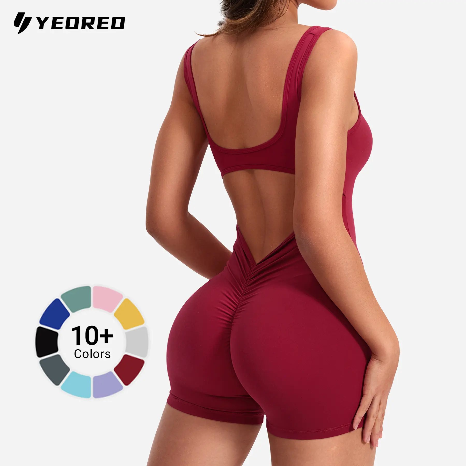 YEOREO Women’s Sleeveless Yoga Jumpsuit - Open Back V-Neck, Scrunch Butt, Tummy Shaping Stretchable Shapewear, Sporty Gym Romper for Women, Yoga-Focused Summer Stylish Fit, Sleeveless Yoga Jumpsuits tiktokshopbacktoschool