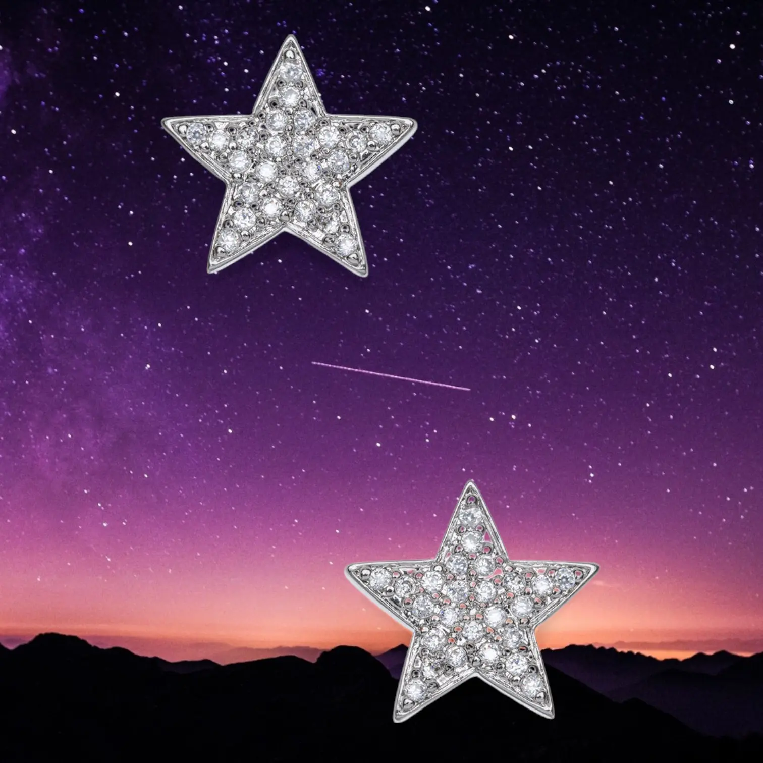 CZ Star Studs Earrings - Elegant Design with Star-Shaped Beads, Ideal for Everyday Wear