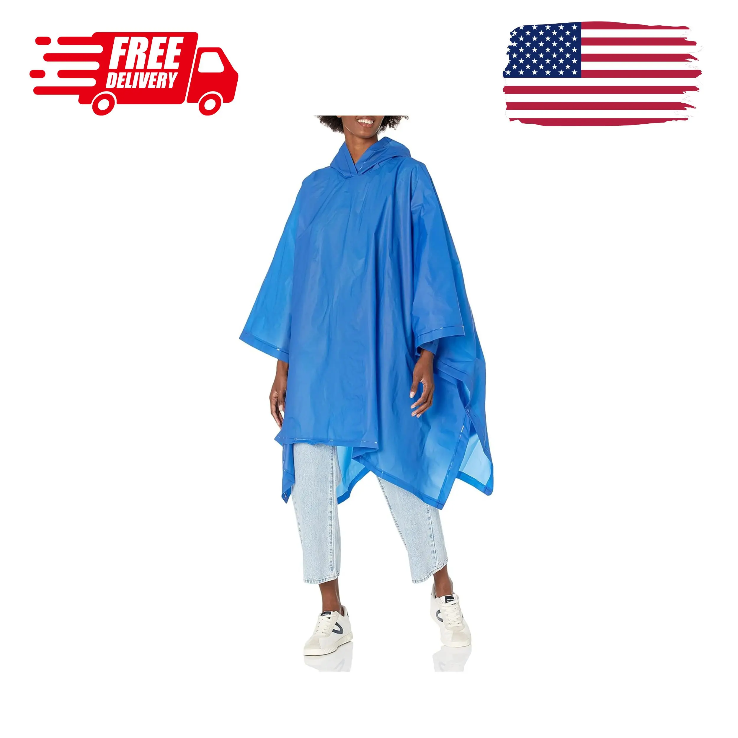 Adult Packable Lightweight Adjustable Rain Poncho