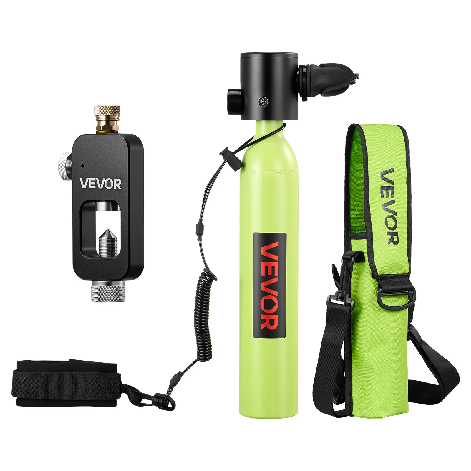 【SummerFinds】VEVOR Mini Compact Diving Tank (0.5L), Airline-Checkable Reusable Underwater Diving Tank with Explosion-Proof Disc, Lanyard, Regulators, 10-Minute Refill Adapter for Snorkeling, Short Dives, Emergency Rescue (For Trained Divers)