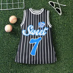 Ready Stock 6m-3y Baby Girl Clothes Sport Style Stripes Number Print Sleeveless Dress Tank Dress Sweet Baby Cute Clothing 42411009