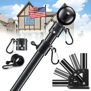 Barcetine House Fag Pole Kit-Heavy Duty Metal Flagpole Holder for Outside House,Tangle-Free, Multi-Position Mounting Bracket for Porch,Outdoor,Garden