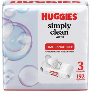 Kimberly-Clark KCC54483 Huggies Simply Clean Wipes, White - Pack of 3