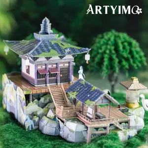 MU Infinite Cottage 3D Metal Puzzle DIY Assembly Model Kit, Educational Brain Teaser, Office Desktop Decor Stress Relief, Birthday Christmas Halloween Gift for Her, Collectible Handmade Craft