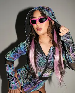 Flashbang Matrix Rainbow Reflective Hooded Bodysuit