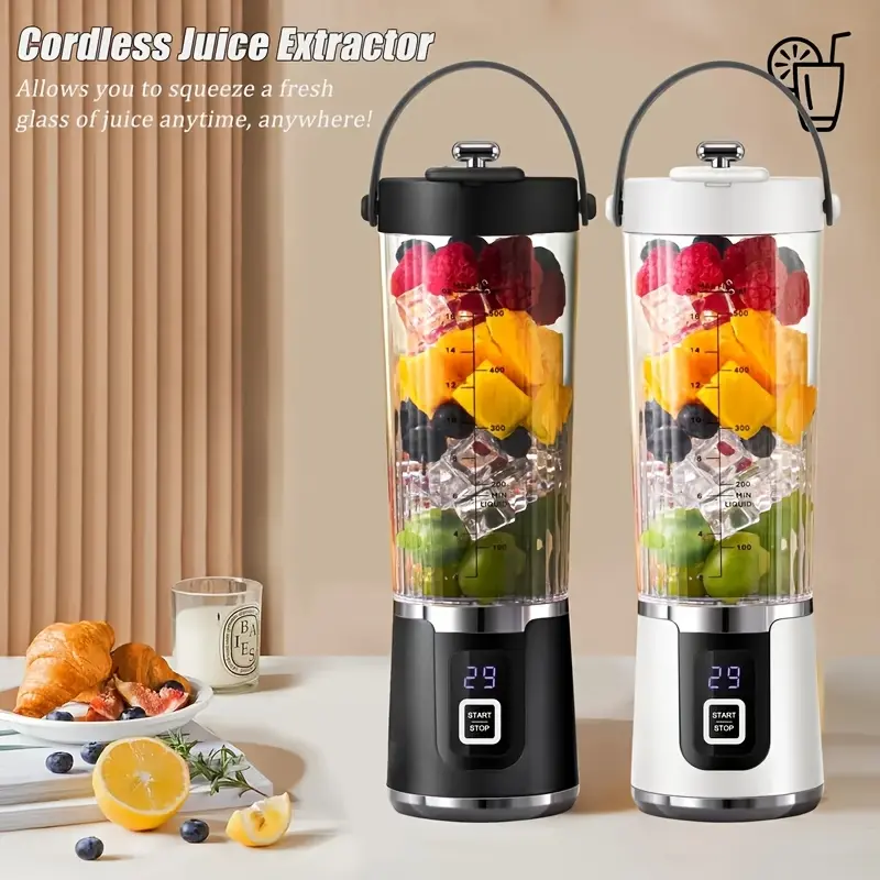 Portable USB Rechargeable Electric Blender Cup - 15.21 oz Single-Serve Capacity, 1300mAh/3.7V, Blends Milkshakes/Creamy Drinks, Easy Operation, Ideal for Travel/Fitness (Fits Portable, Rechargeable, USB Mini Blenders Categories), Portable Mini Blenders