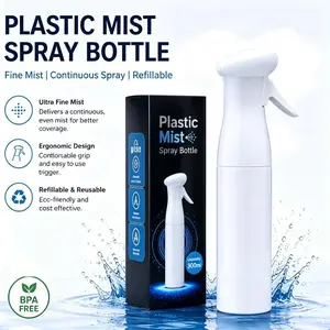 300ML Fine Mist Spray Bottle Continuous Ultra Fine Mister Refillable Water Spray Bottle for Hair Plants Cleaning Salon UK