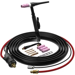 ARCCAPTAIN TIG Torch with High-Frequency Ignition, WP-17 Air-cooled Argon TIG Welding Torch with 35-50mm² Plug, 13-FT Air Hose (Red) and Cable, HF Tig Torch 150amp for ARCCAPTAIN TIG200/TIG200PACDC lift tig Industrial Tool