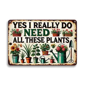Vintage Garden Metal Sign, Floral & Tool Design, Durable Tin Wall Decor, Indoor/outdoor Use, Perfect Gift for Plant Lovers & Gardeners, Vintage Plaque Decor