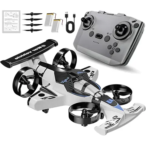 RC Car-Drone Dual-Mode Plastic Toy Combo, 360-Degree Drift Tires, Land-Air Capable, 1-Touch Controls, Impact-Resistant Materials, 3 Adjustable Speeds, Bright LED Lights, 600mAh, 6-Axis Gyroscope, Beginner-Friendly, Cool Gifts for Kids, Party Supplies