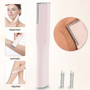 Sonic Dermaplaning Tool for Face Peach Fuzz Removal, Exfoliation Face Hair Removal and Eyebrow Shaping Device, 2 Speed, and with 2 Reusable Replacement Heads, Facial Hair Shaver. Usb Charging.