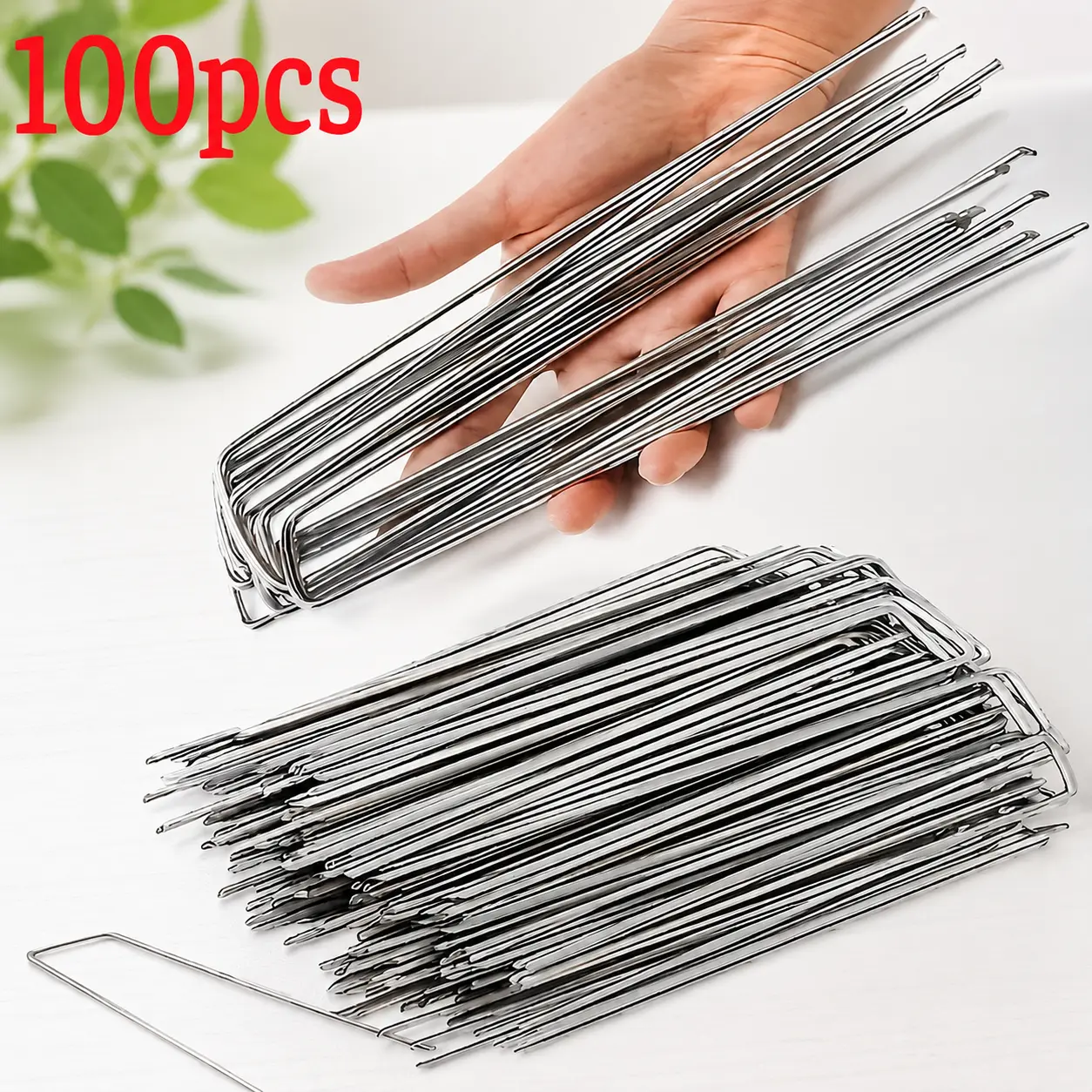 100PCS Heavy Duty U-Shaped Garden Stakes - Garden Accessories, Outdoor & Backyard Lawn Anchors, Rust-Resistant Pins for Weed Barrier Fabric, Ground Cover & Artificial Grass, Easy to Install, Outdoor Garden Accessories