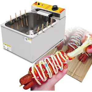 Kolice 12L Commercial Cheese Hot Dog Fryer - 2500w Automatic Electric Deep Fryer for Corn Dogs with Large Capacity