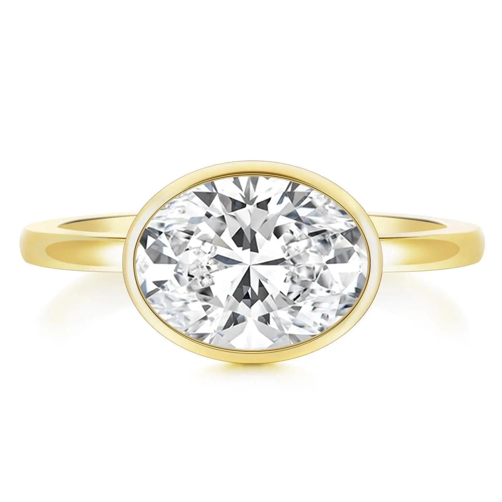 EAMTI 14K Gold Plated Engagement Rings for Women 3CT Oval Cut Cubic Zirconia Wedding Bands 14K Gold Plated Bezel Promise Rings for Her