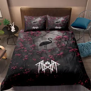 Sleep Token band mysterious ethereal printed decorative duvet cover set, including one duvet cover and 2 pillowcases, (unfilled) exclusive dark atmosphere bedding set for music fans, soft and comfortable bedroom bed decoration Bed Sets Supplies