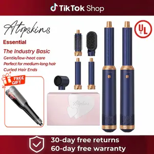 ATOPSKINS 5-in-1 Detachable Plastic Blow Dryer Brush - Hair Styler, Round Hot Volumizer, Industry Basic Styling Hair Tool for Salon & Home