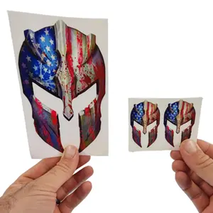 Pack of 3 USA Spartan Helmet Decal Distressed Tattered American Flag Gladiator Vinyl Decal Sticker