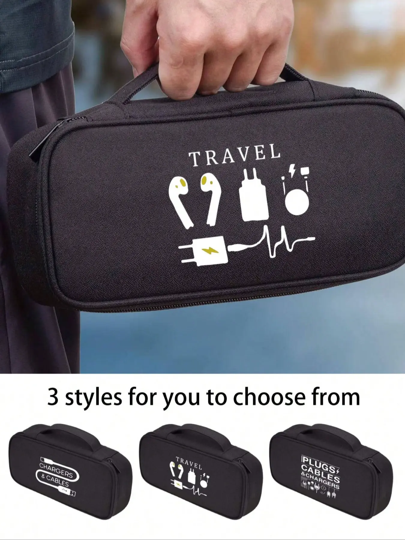 Electronic Organizer Travel Case, Essential Travel Bag, Travel Essentials Carryall, Travel Organization Pouch, Travel Organizer Bags, Travel Accessories, Travel Gear, Cables, Charging Lines, External Hard Drive, Portable Power Bank (random Zipper)