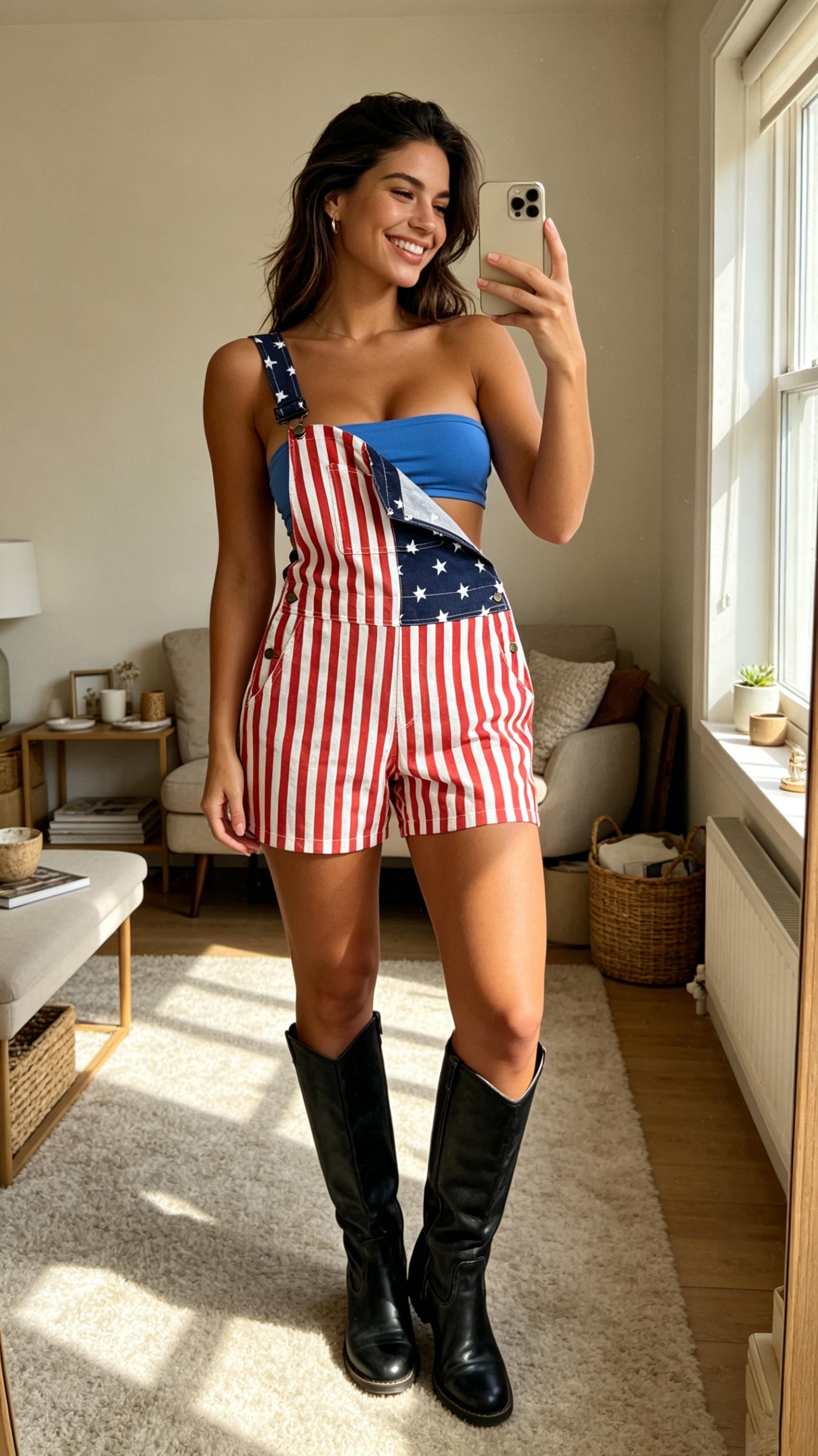 Yuanbang 4th of July American Flag Overalls for Men and Women Unisex USA 250th Anniversary Shorts Stretchy Denim Romper Memorial Day Coveralls Patriotic Gifts Summer Wins Wear Independence Day Jumpsuits Fashion Father's Day BBQ Outdoor Menswear