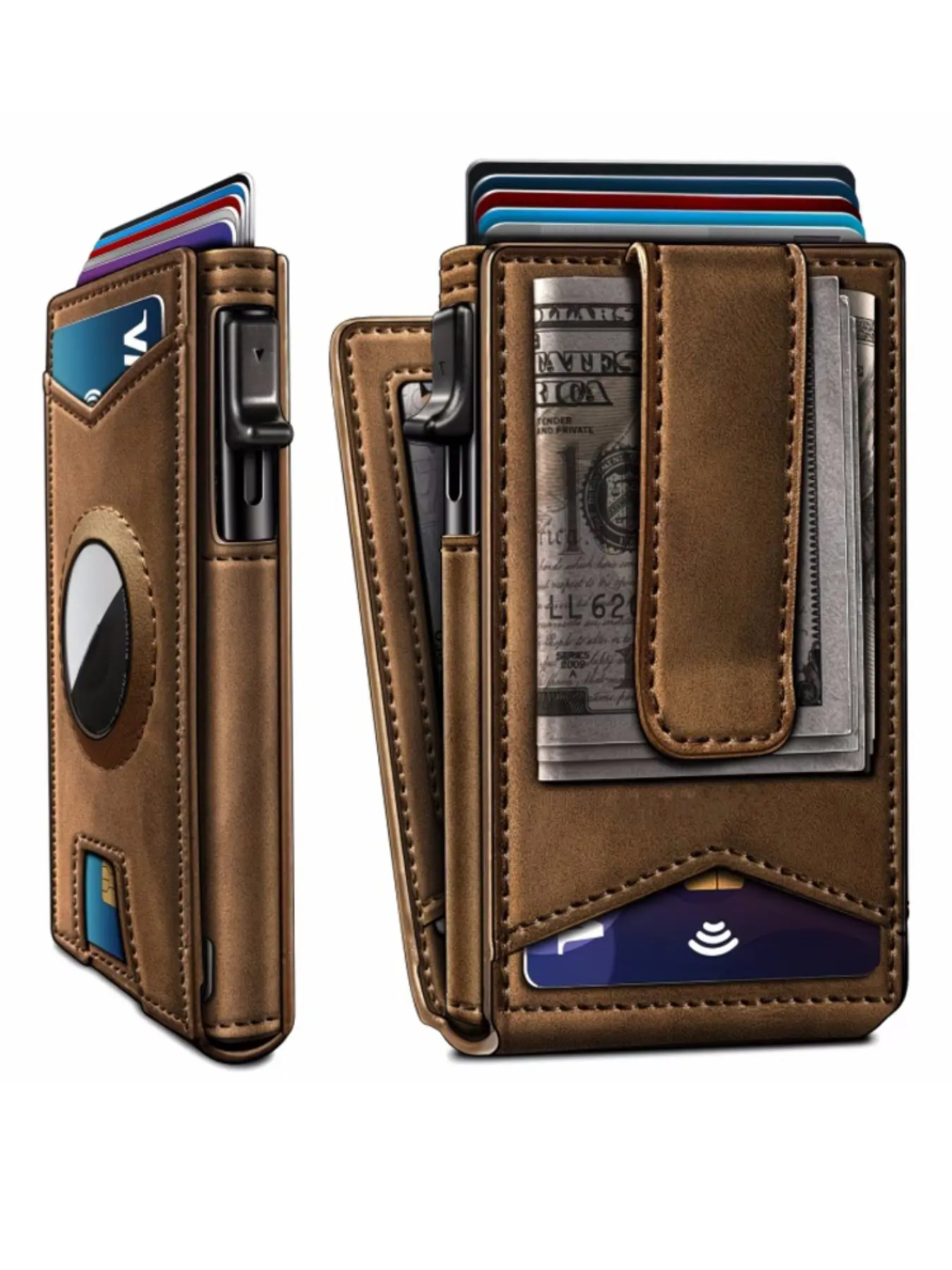 Men's Ultra-Thin Wallet, Rfid Shielded Theft Proof Metal Case, 9 Cards Magnetic Flip Cover, ID Window, Card ID Slots, Credit Card Holder, Card Storage, All Seasons