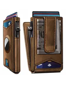 Men's Ultra-Thin Wallet, Rfid Shielded Theft Proof Metal Case, 9 Cards Magnetic Flip Cover, ID Window, Credit Card Holder, Card Storage, All Seasons