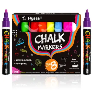 8 Counts/set  Liquid Chalk Markers, Dual Tip Conversion Marker Pen, Wet-erase Liquid Chalk for Blackboard, Whiteboard, Window, Art Markers Pen, Washable Markers