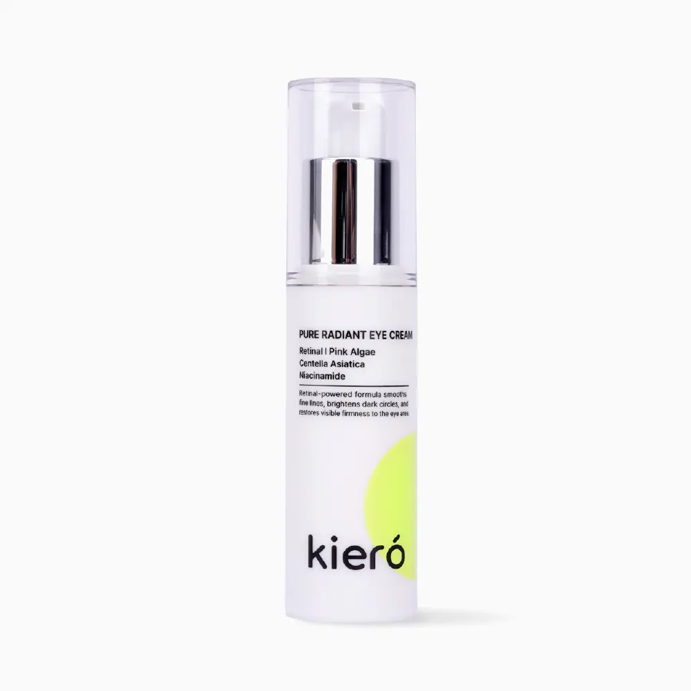 Kiero Pure Radiant Eye Cream - Official Product Lightweight & Fast-Absorbing Eye Cream for Puffiness, Bags Under Eyes & Dark Circles - Vegan, Firming Eye Moisturizer with Niacinamide & Centella Asiatica (0.85 fl oz)