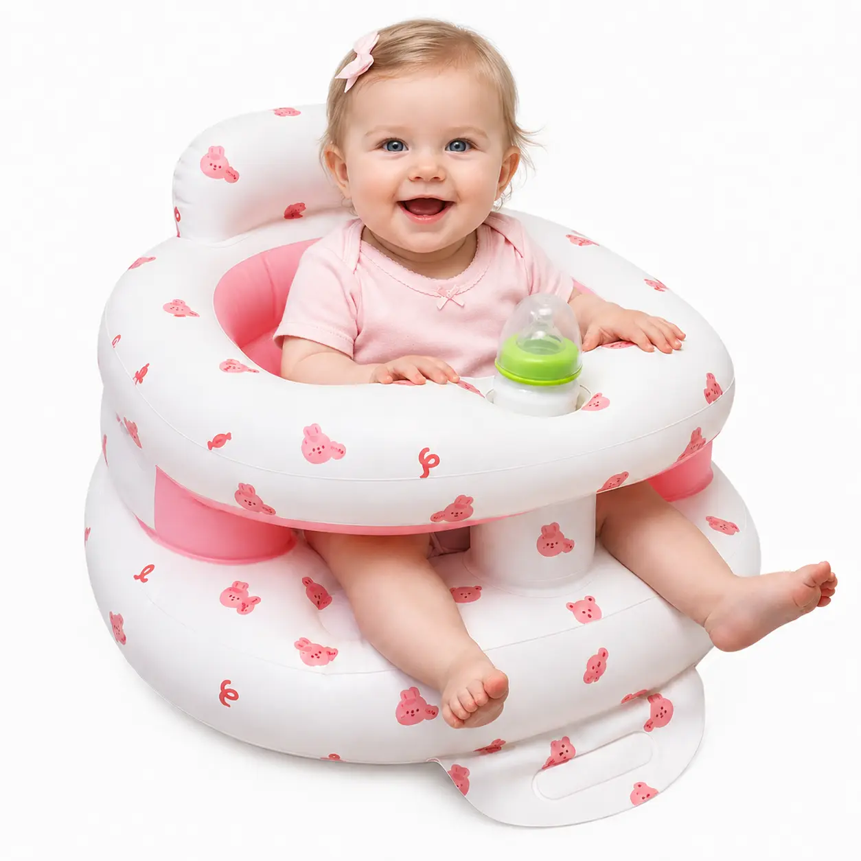 Upgrade Inflatable Baby Seat for Babies 3-36 Months,Built in Air Pump Surround Bumbo Seat with Tray, Load-Capable Baby Chair Sit Me up Floor Seat for Baby, Learning to Sit, Feeding, Camping