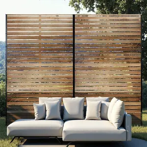 GARVEE Outdoor Metal Privacy Screen 72" H x 47" W, Freestanding Decorative Fence and Room/Garden Divider with Stand, Weather-Resistant Privacy Screens and Panels for Patio Lawn Garden Deck Balcony, 3-Panel