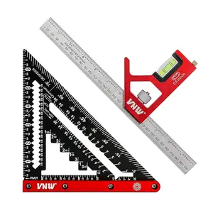VNW 7inch Rafter Square and 12inch Combination Square Set -CNC-Machined Aluminum Alloy,Carpenter Square for Woodworking and Home DIY