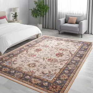 8x10 Large Retro Area Rugs ,Non-Slip Backing, Machine Washable, Low Pile Boho Printer Carpet for Living Room, Bedroom, Office, Dining Room ,Home decor Mat,  Non-Shedding, Easy Cleaning, Grey, Orange, Brown,4x6, 5x7, 6x9, 8x10 Feet