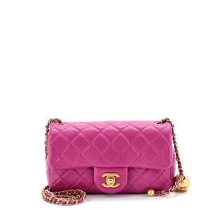 Pre-owned CHANEL material Messenger Bags Pearl Crush Flap Bag Quilted Lambskin Mini by Rebag