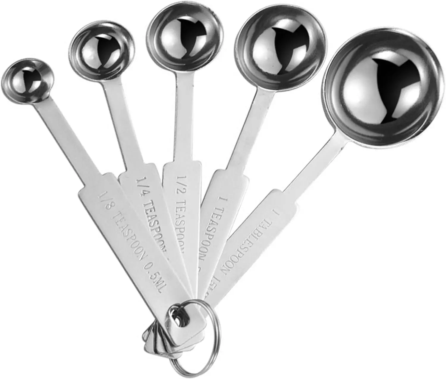 Stainless Steel Measuring Spoon Set (5PCS) - 1/8tsp, 1/4tsp, 1/2tsp, 1tsp, 1tbsp - Sturdy Kitchen Utensil for Cooking, Baking
