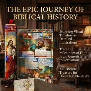 Biblical History Timeline Scroll Bible Timeline Chart Christian Wall Art 2 Meter Illustrated Scripture Timeline from Genesis to Revelation Bible Study Poster Religious Educational Chart Home Classroom Decor Christian Gifts for Men Women Families
