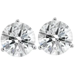 Certified 4 1/2 Ct Lab Grown Diamond Martini Screw Back Studs 14k White Gold