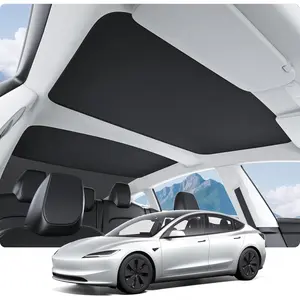 BASENOR 2026-2024 Tesla Model 3 Sunshade Roof, [Nano Ice-Crystal Coatings] Heat Insulation Glass Roof Shade, Top Window Retractable Sun Protection, Sunroof Blocking Cover for Model 3 Highland Black