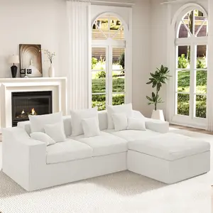Dragosum Modular Sectional Sofa with Ottoman – 101” L Shaped Cloud Couch, 4-Seat Big Comfy Sectional with Deep Seat & Double Cushions for Living Room, No Assembly Required