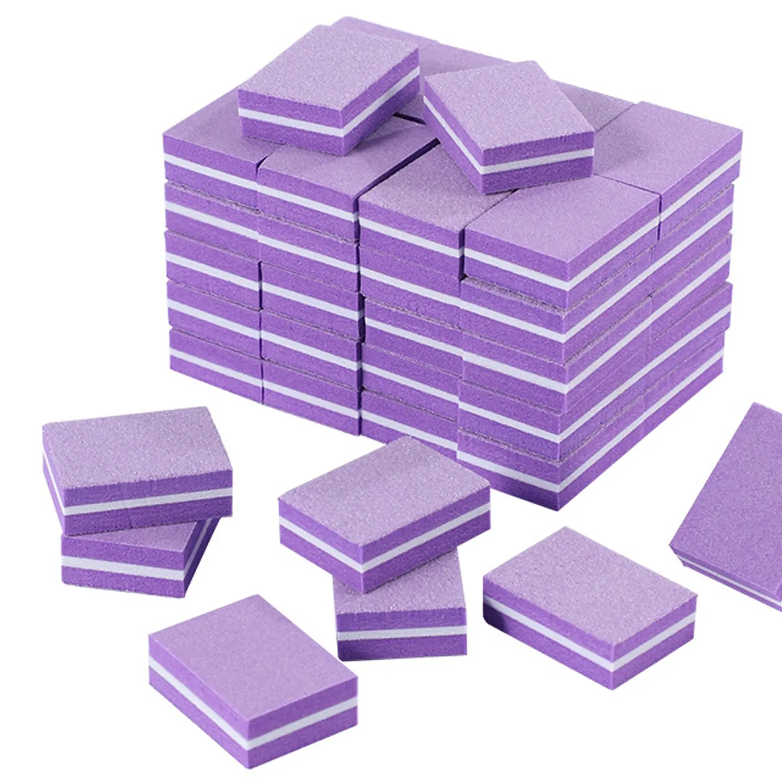 50pcs Mini Nail Buffer Sponge, 100/180 Grit Double-Sided Polishing File with High-Elasticity EVA, And Wear-Resistant, Suitable for Professional Nail Salons And Home Use, For Toenail& Foot Clean Purple