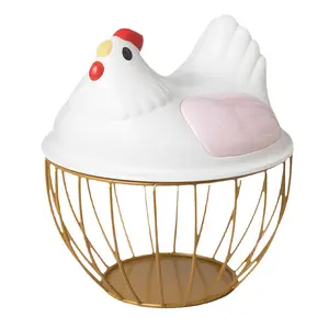 A household kitchen egg basket storage basket wrought iron storage basket quick coffee storage basket hen shape metal basket Wire Basket