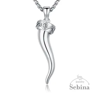Sebina Jewelry Italian Horn Necklace Cornicello Charm Relief Vintage Retro Italian Horn Pendant Necklace Gifts for Women Men Birthday Anniversary Lover Graduation