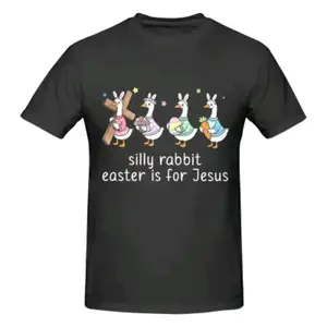 Religious Easter T-Shirt |Silly Rabbit Ducks Holding Cross & Eggs Gift