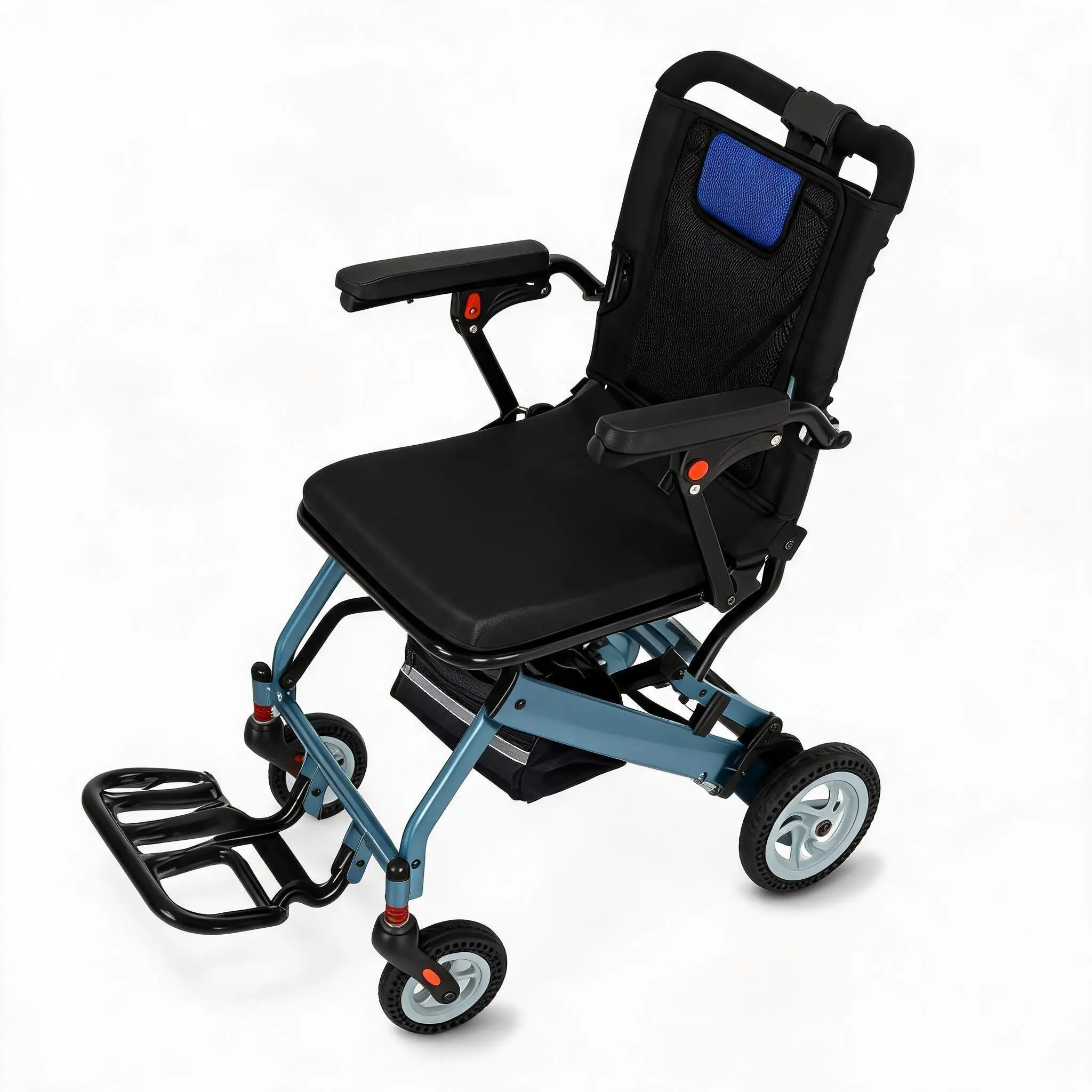 20 lb Lightweight Folding Wheelchair, Aviation Aluminum Transport Chair with 220 lb Capacity for Seniors, Daily Use & Travel