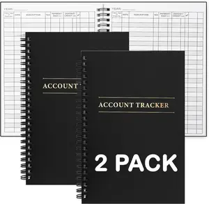2-Pack Expense Tracker Ledger Book - 100-Page Finance Planner for Home Budget Tracking and Small Business Bookkeeping (Office Stationery Organiser)