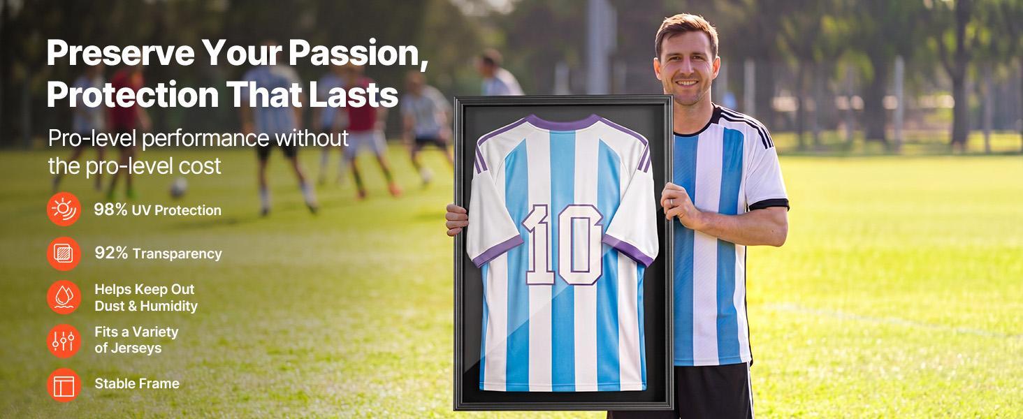 VEVOR Wooden Sport Jersey Frame Display Case 2-Pack (31.3x23.2in) - Photo Picture Item Frame with 98% UV-Protection PC Panel, Hanger, Magnetic Lock, Home Decor Room Decor for Baseball Basketball Shirts, Picture Frames#BackToSchool