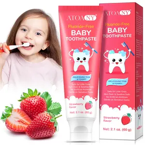 Atoany Fluoride-Free Fruit Toothpaste (60g) Daily Care Toothpaste, Safe Non-Residue, Gentle on Sensitive Gums, Swallowable Formula for Kids